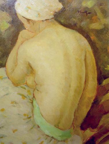 Nicolae Tonitza Nud vazut din spate, ulei pe carton. Germany oil painting art